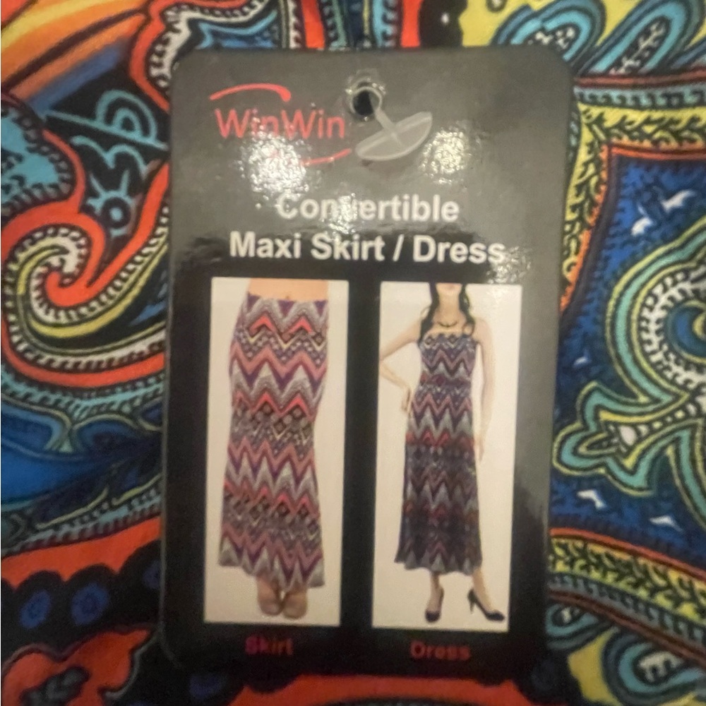 Vintage Patterned Hippie StyleMaxi Dress with Orange and Blue Patterns - Picture 9 of 9